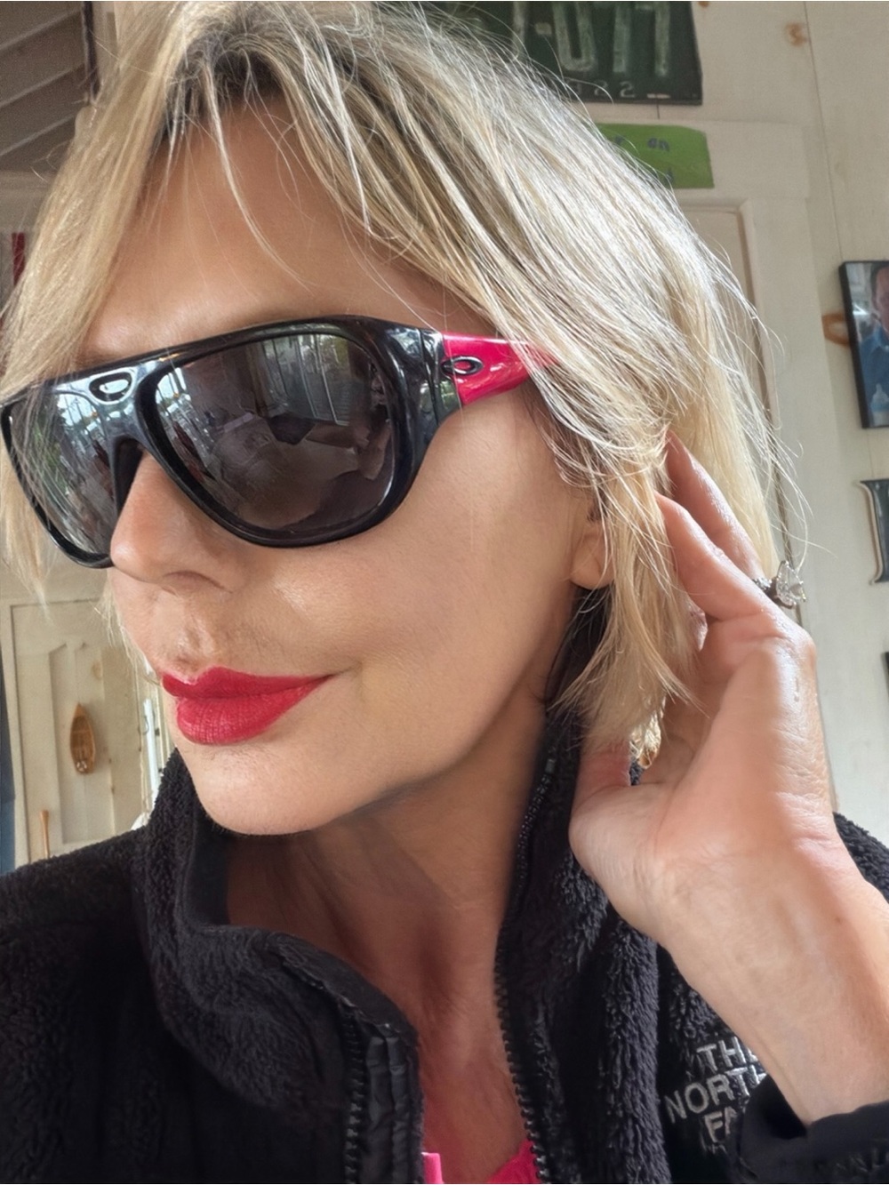 Oakley Black Sunglasses with Pink Temple Detail